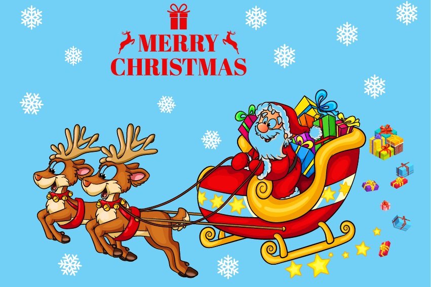 Decal Ông Già Noel Cưỡi Tuần Lộc