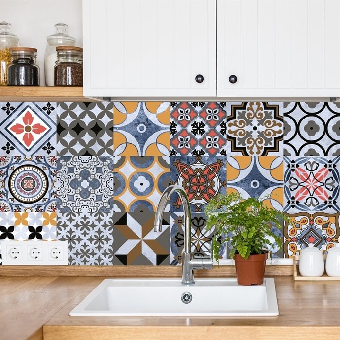 Decal gạch bông hoa văn màu sắc (HG)