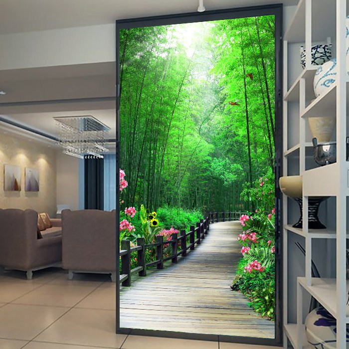 Tranh dán tường cầu gỗ