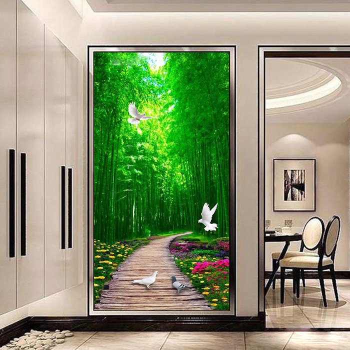 Tranh dán tường con đường rừng trúc