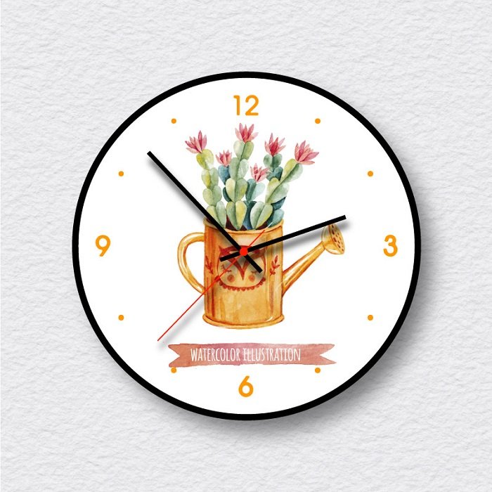 Đồng hồ vintage bình hoa xương rồng đỏ