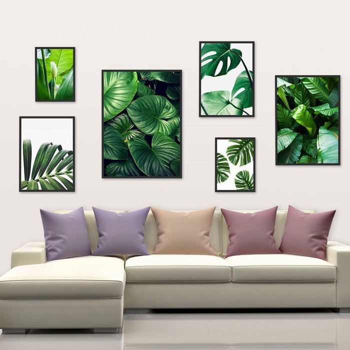 Tranh treo tường lá xanh nhiệt đới sẽ mang đến cho bạn không gian sống mát mẻ và tươi mới. Hãy để hình ảnh này làm cho căn nhà của bạn trở nên đáng sống!