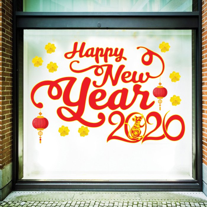 Decal trang trí tết Happy New Year 2020