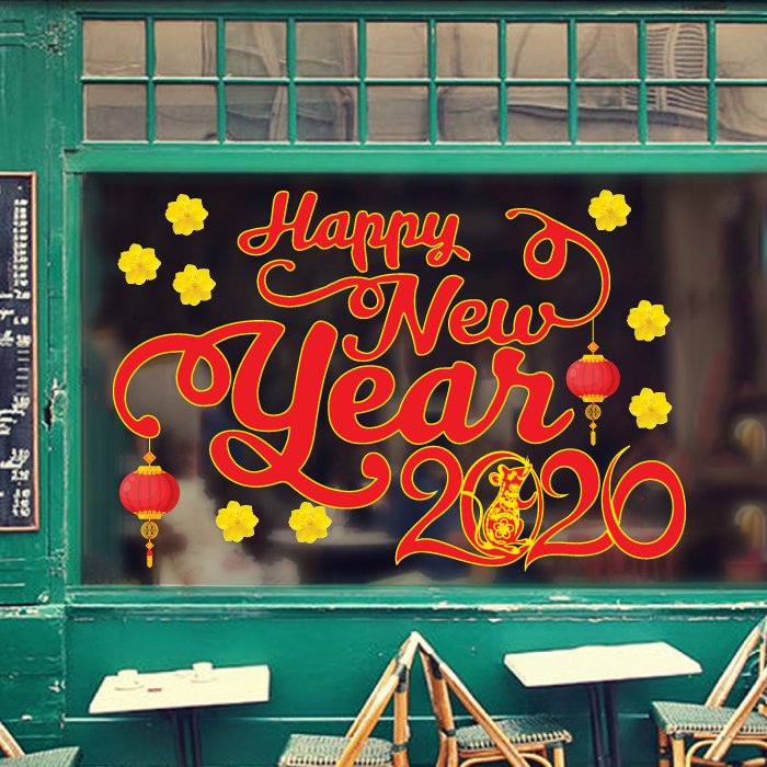 Decal trang trí tết Happy New Year 2020