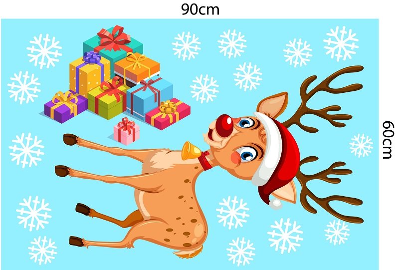 decal trang tr&iacute; noel tuần lộc v&agrave; hộp qu&agrave; noel