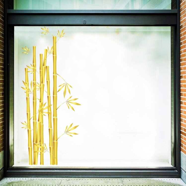 decal trang trí tết bụi tre vàng