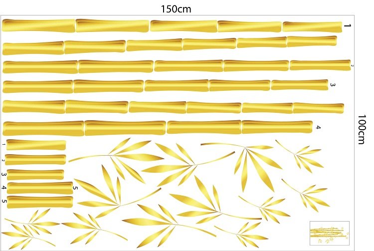decal trang trí tết bụi tre vàng