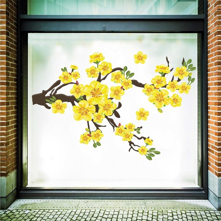 Decal Trang Tr&iacute; Tết Mai V&agrave;ng Nở Rộ 4