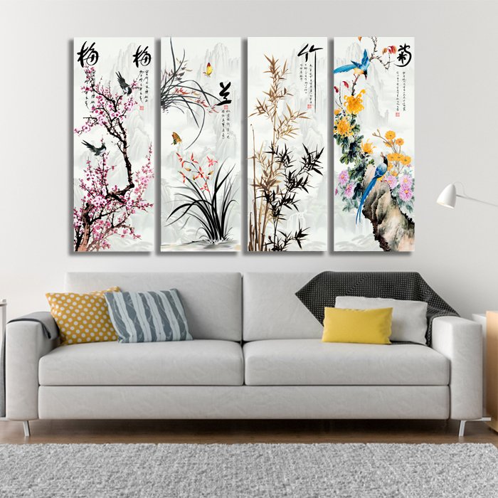 Tranh treo tường hoa lá sơn thủy