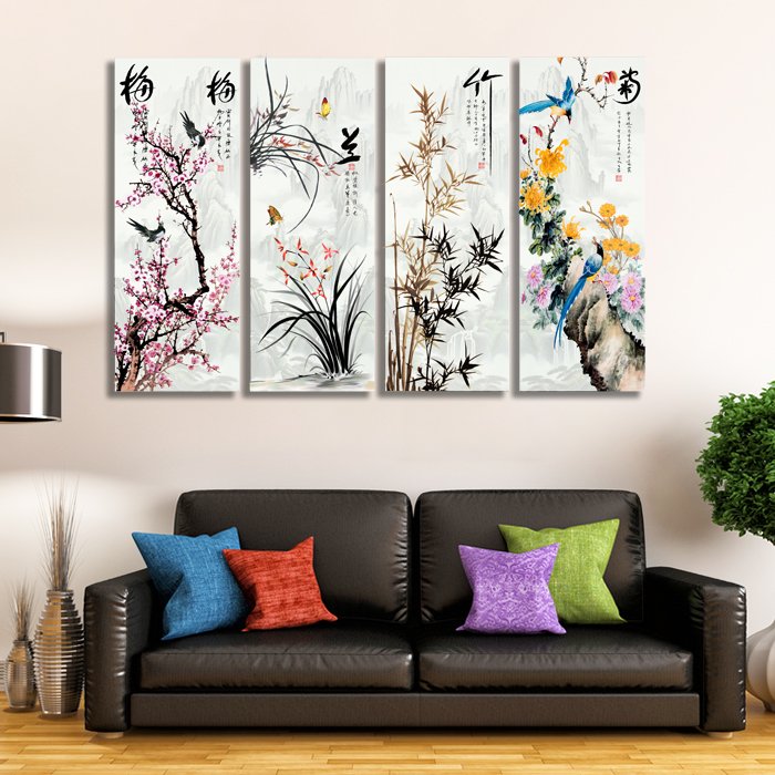 Tranh treo tường hoa lá sơn thủy