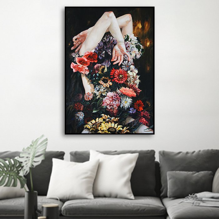 Tranh treo tường cô gái hoa