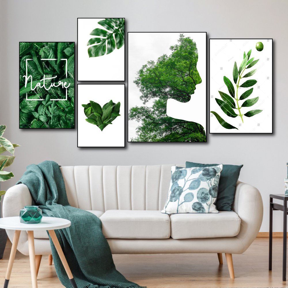 Tranh Treo Tường Cô Gái Và Lá Xanh 2