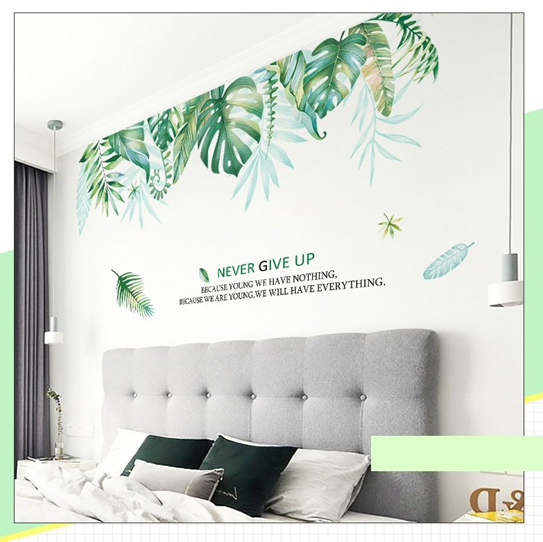 Decal dán tường giàn cây xanh lá to 2