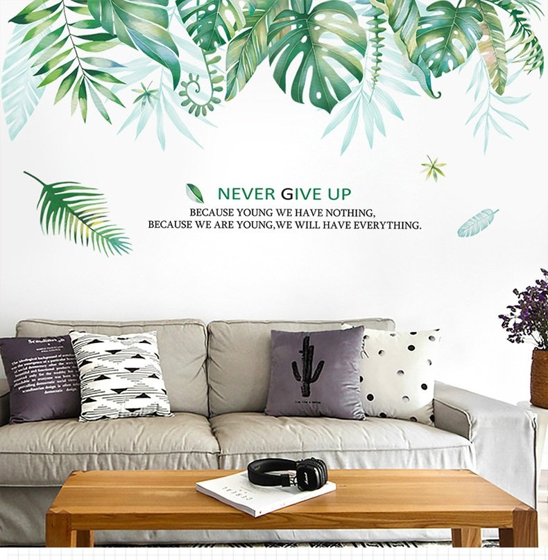 Decal dán tường giàn cây xanh lá to 2