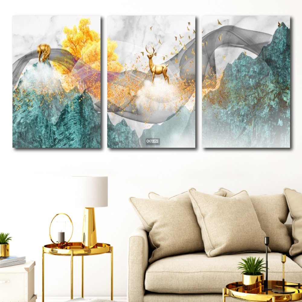 Tranh Canvas Treo Tường Hươu Vàng Vượt Ngân Hà