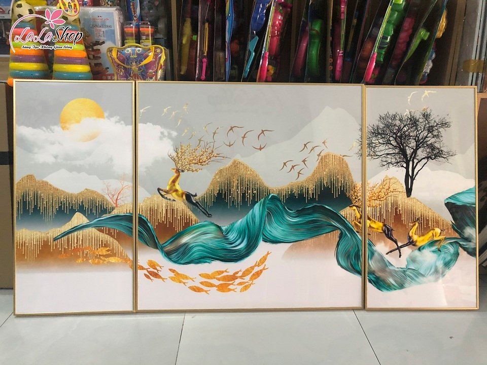 tranh treo tường đ&agrave;n nai nghệ thuật