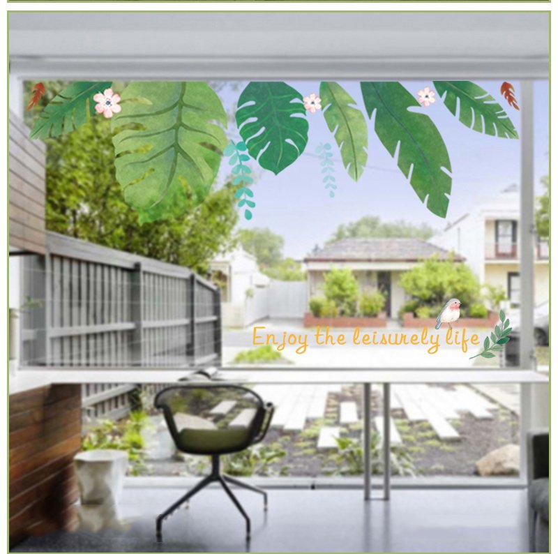 Combo decal bộ lá cây xanh và xương rồng