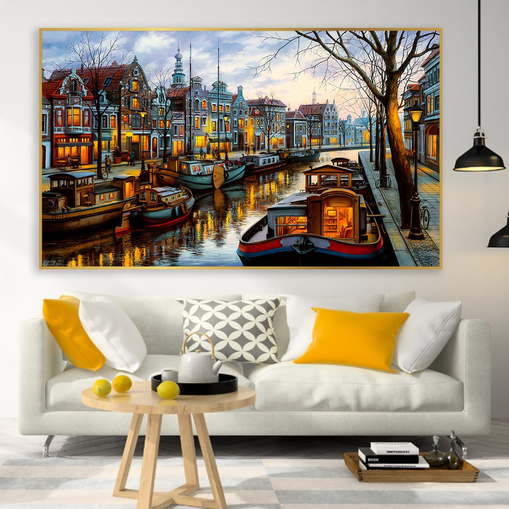 Tranh treo tường thành phố sơn dầu 2