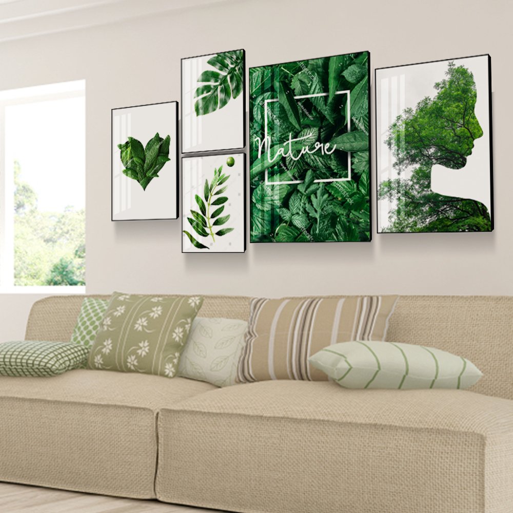 Bộ Tranh Treo Tường Cô Gái Và Lá Xanh 5