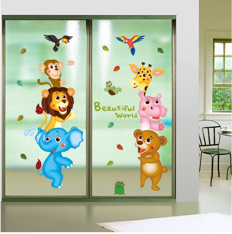 Decal dán tường vườn thú ngộ nghĩnh
