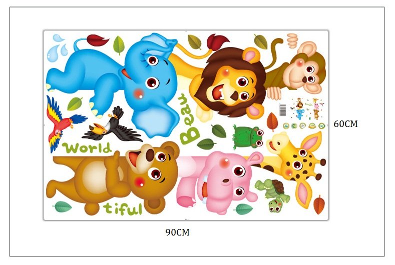 Decal dán tường vườn thú ngộ nghĩnh