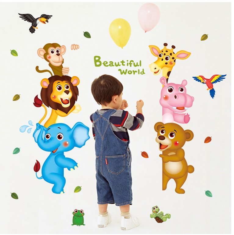 Decal dán tường vườn thú ngộ nghĩnh
