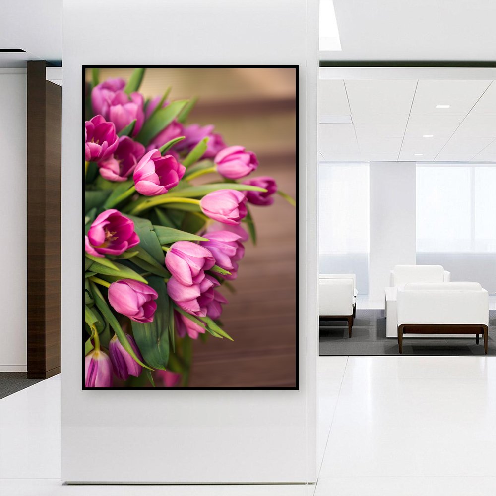 Tranh treo tường hoa tulip hồng
