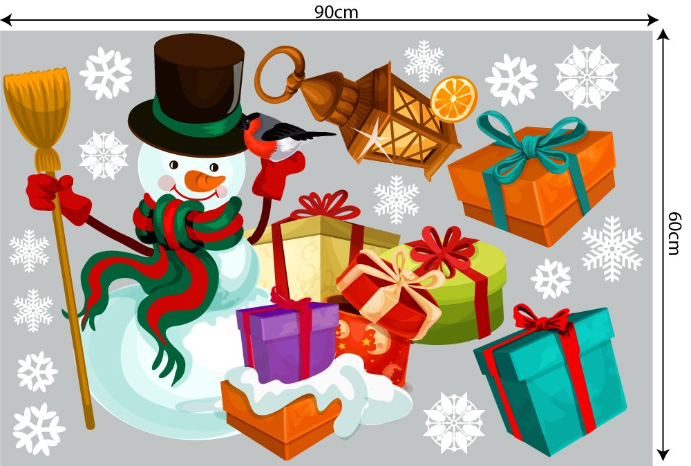 Decal trang trí combo Merry Christmas và cây thông noel