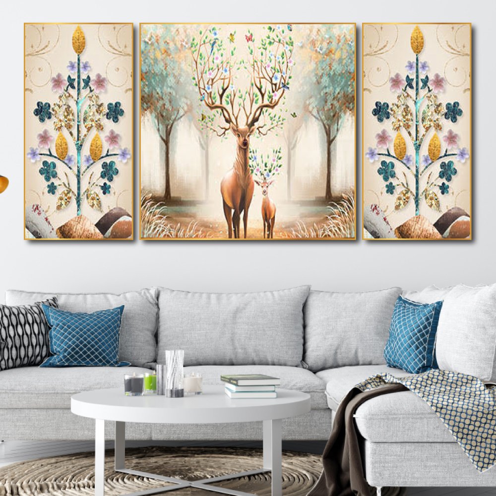 Tranh treo tường hươu sắc màu