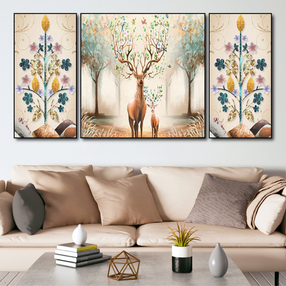 Tranh treo tường hươu sắc màu