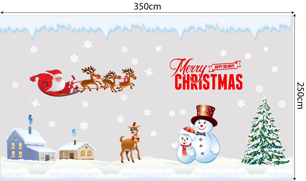 Decal trang trí combo merry Christmas và người tuyết