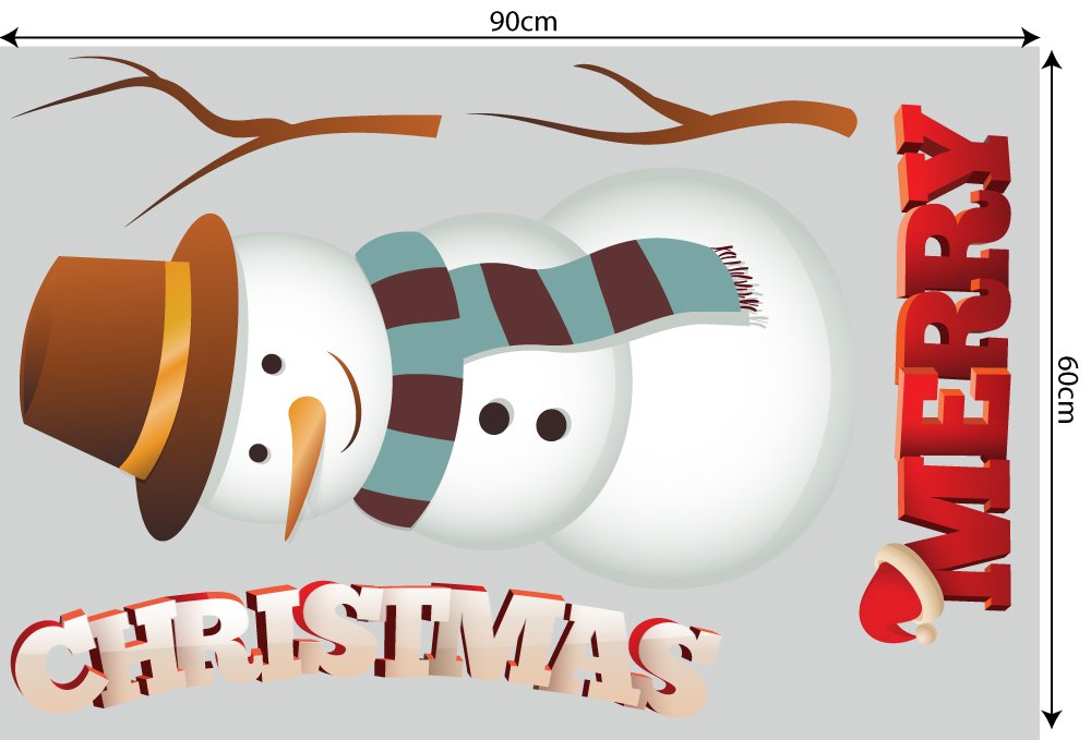 Decal dán tường Người tuyết đội nón (nền trắng đục).