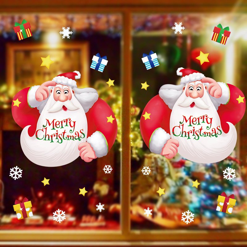 Decal trang trí hình ông già noel đối xứng 2021