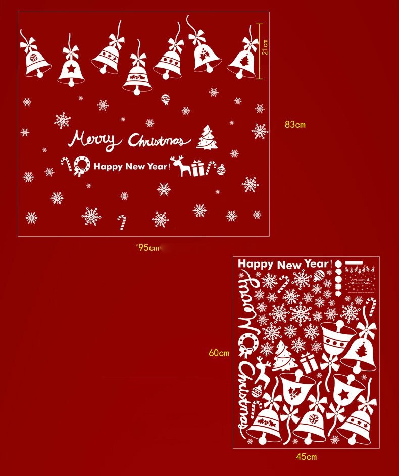 Decal trang trí noel chuông treo merry christmas