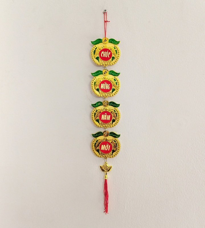 Dây lộc treo tết táo vàng Chúc mừng năm mới và Vạn sự như ý