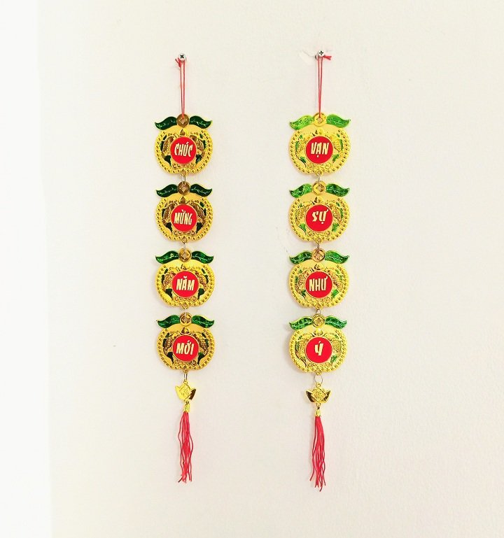 Dây lộc treo tết táo vàng Chúc mừng năm mới và Vạn sự như ý