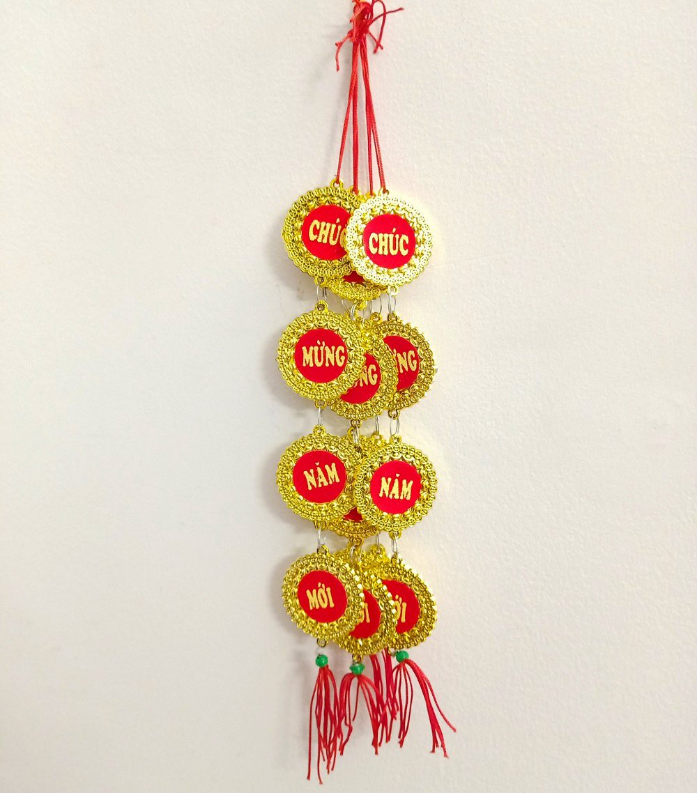 Dây lộc treo Đồng tiền vàng Chúc mừng năm mới 01
