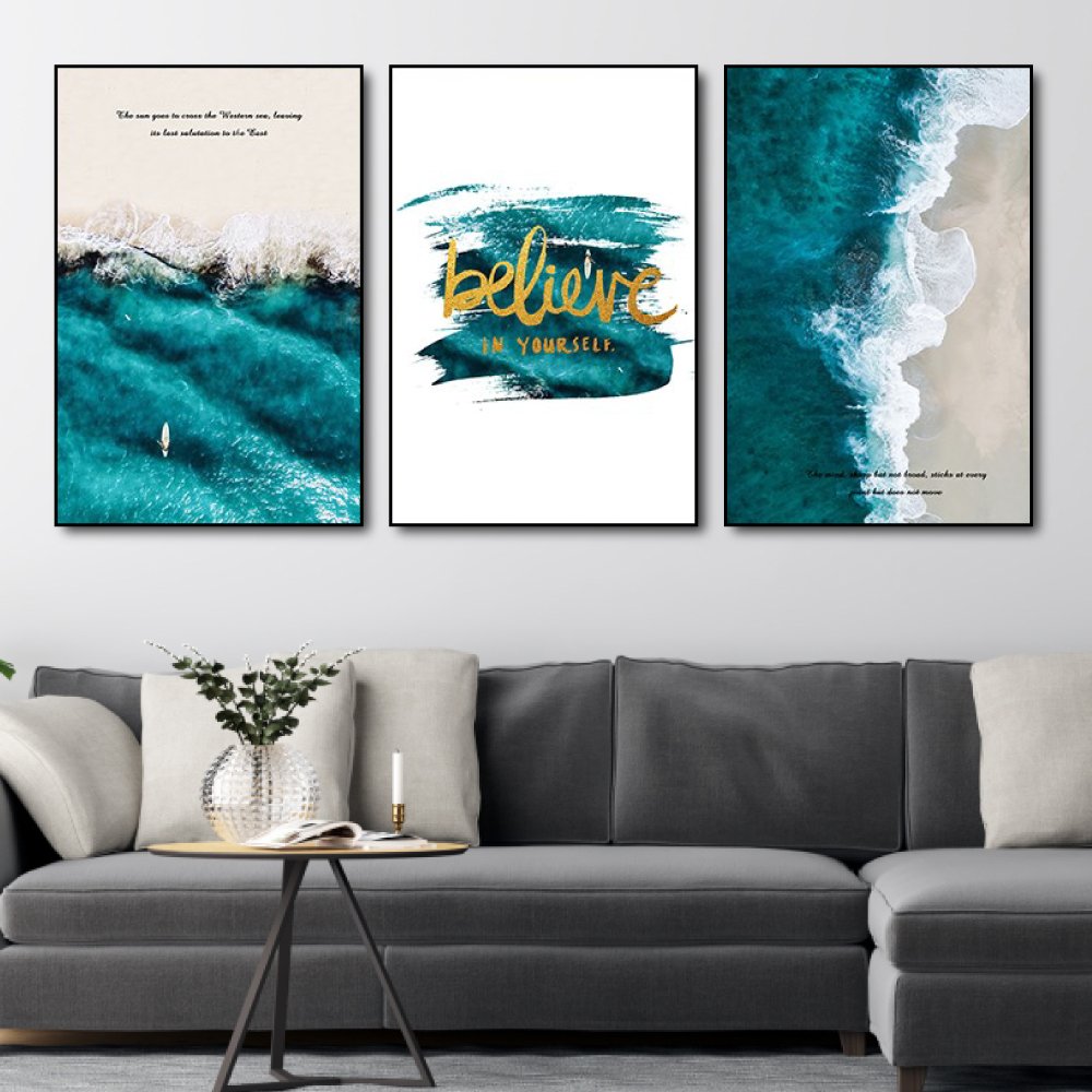 Tranh treo tường sóng biển believe in yoursefl