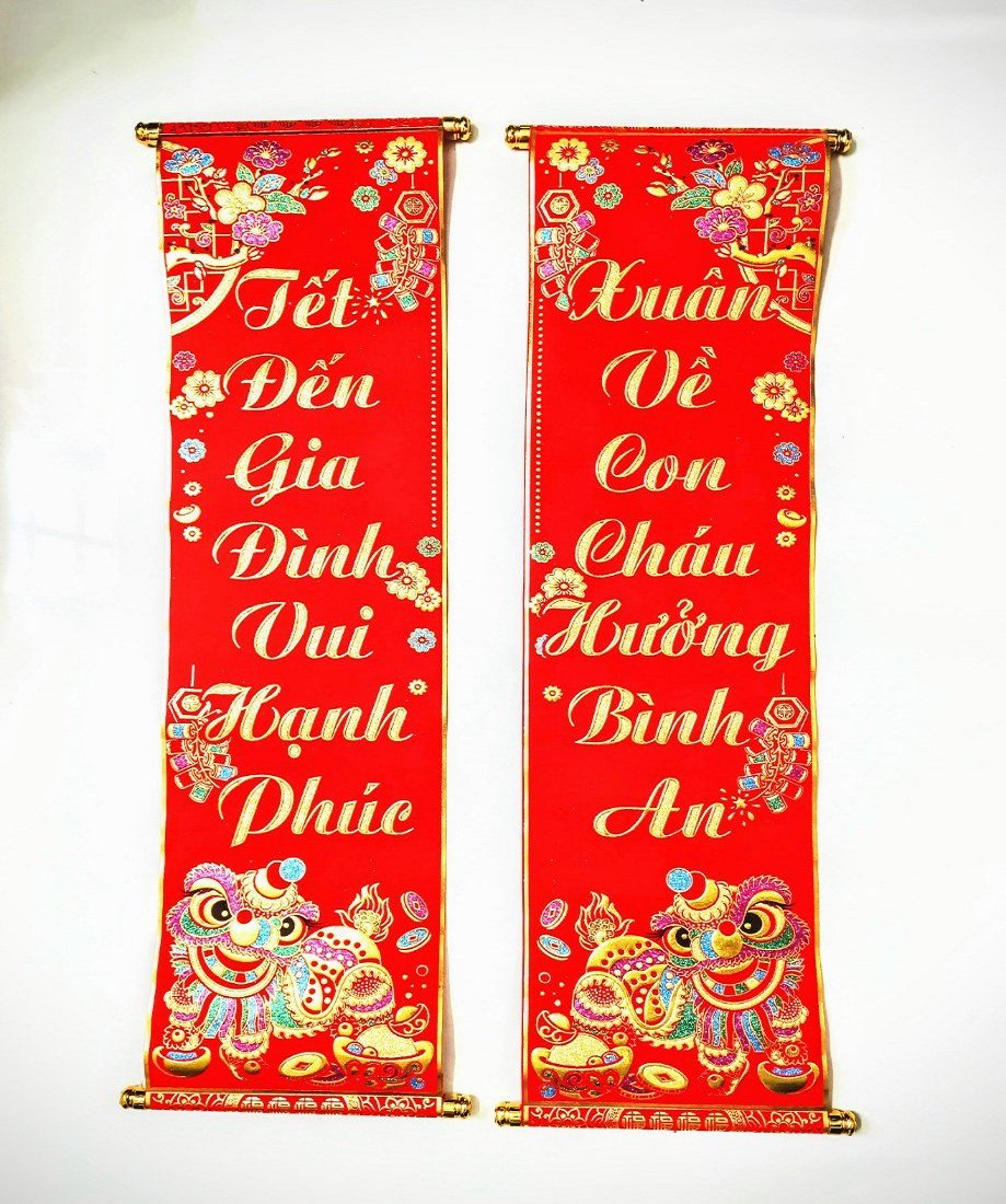 Bộ Liễn Câu Đối Tết đến hạnh phúc - Xuân về bình an