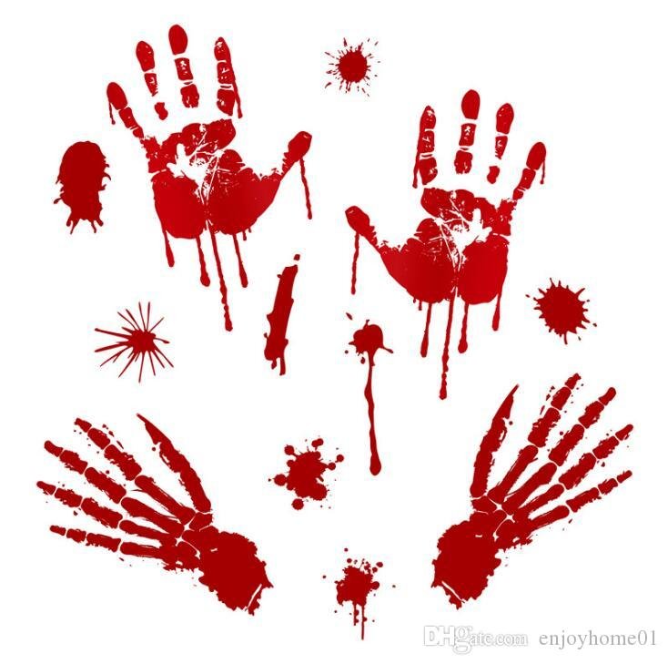 Decal trang trí halloween bàn tay máu
