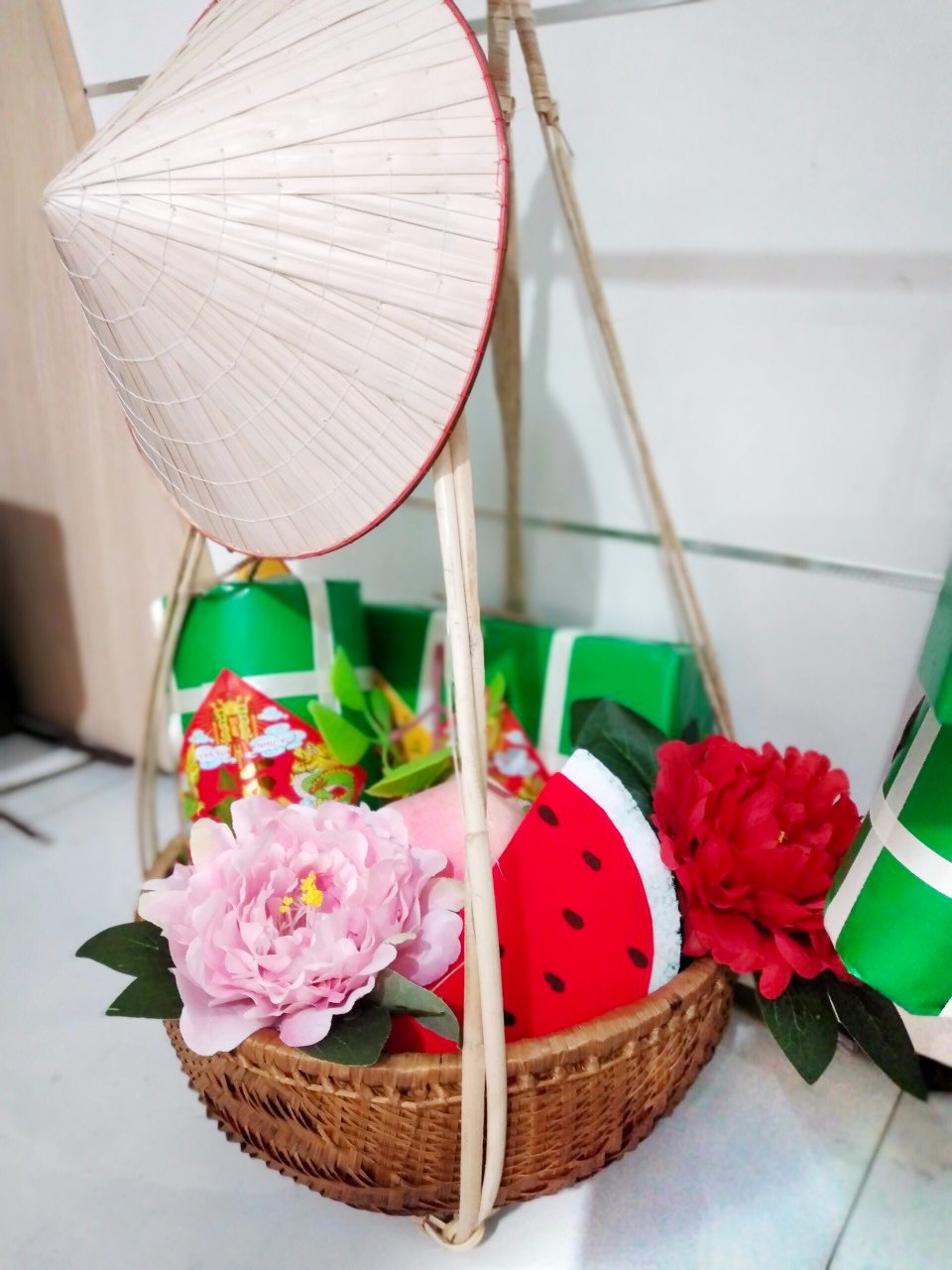 Quang Gánh tre handmade trang trí tết
