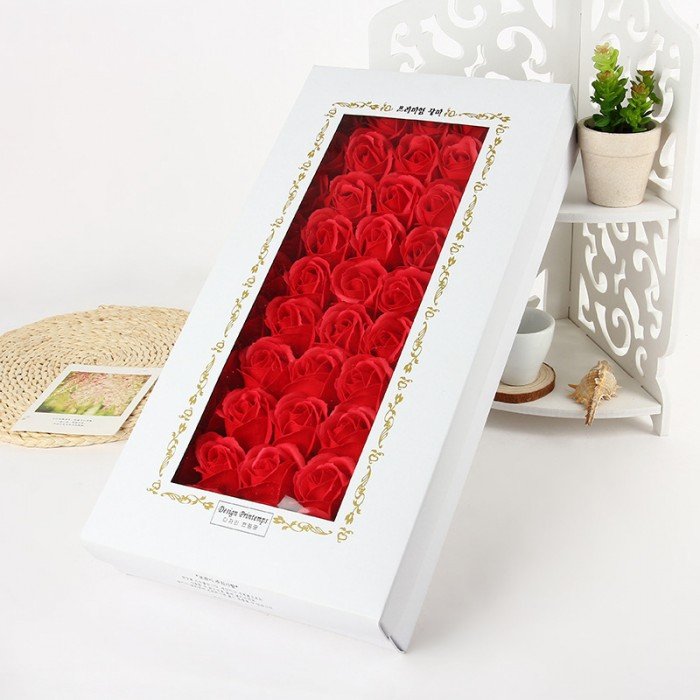 Hộp 50 bông hồng đỏ sáp thơm