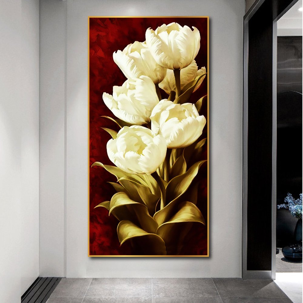 Tranh treo tường nghệ thuật hoa tulip trắng