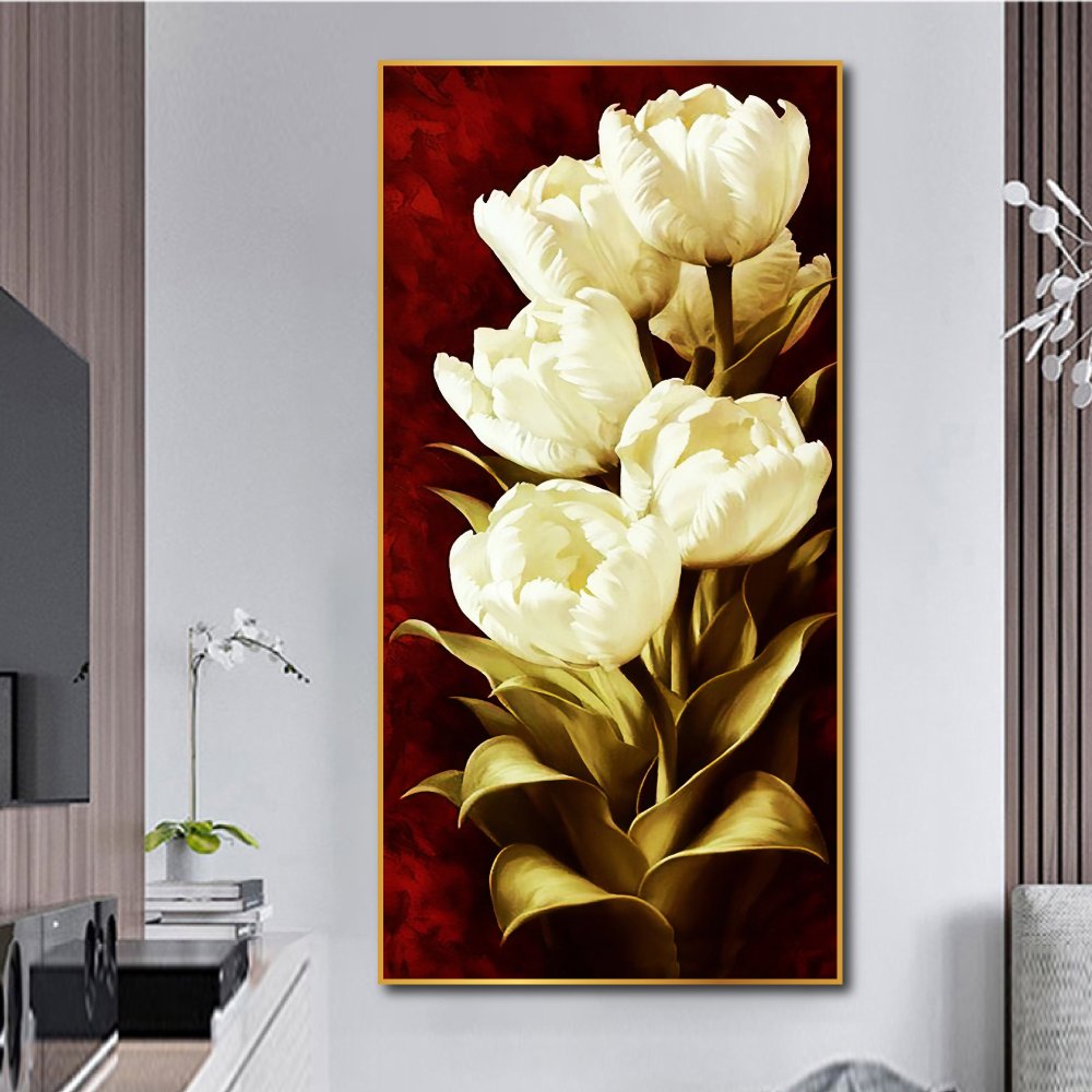 Tranh treo tường nghệ thuật hoa tulip trắng