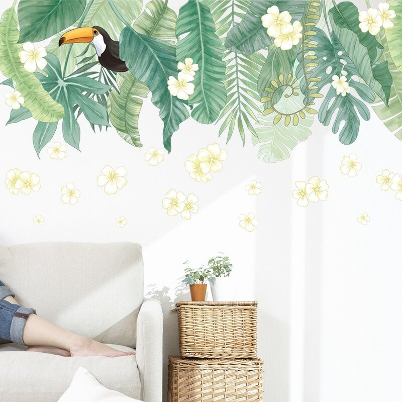 Decal dán tướng lá xanh và chim tucan (4)