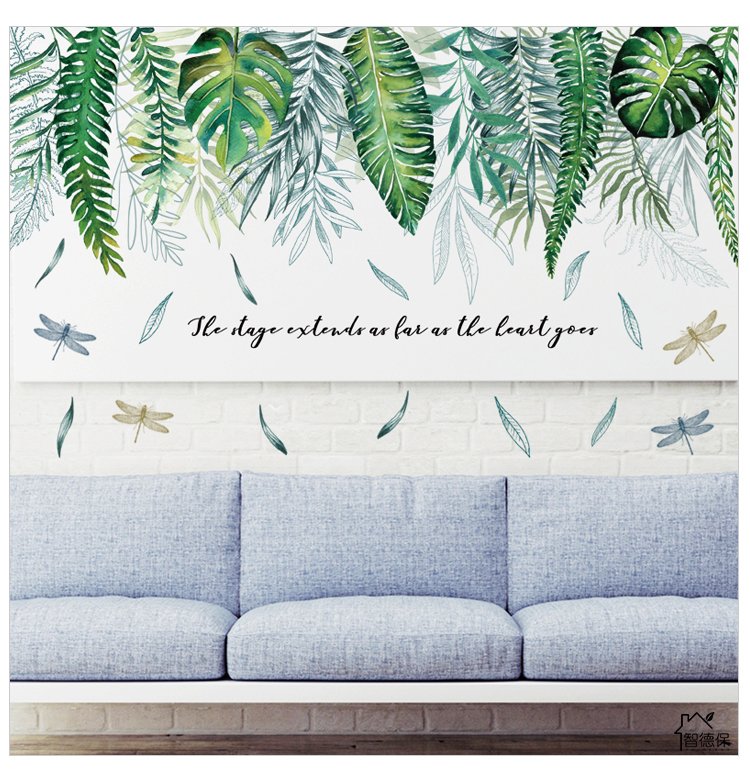 Decal dán tường lá xanh treo tường 2