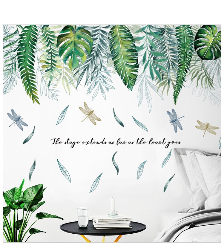 Decal dán tường lá xanh treo tường 2