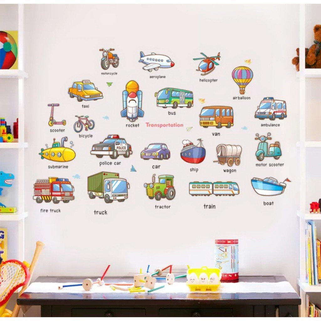 Decal dán tường phương tiện giao thông cho bé