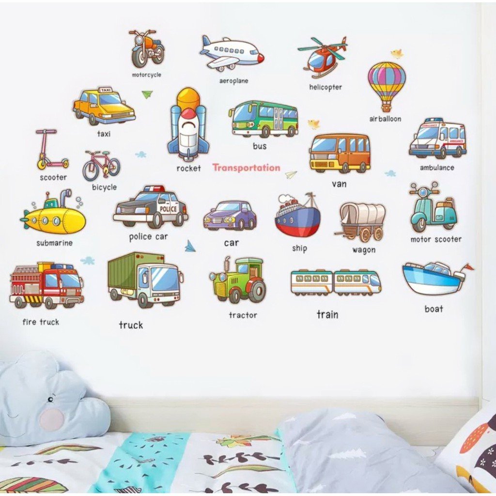 Decal dán tường phương tiện giao thông cho bé
