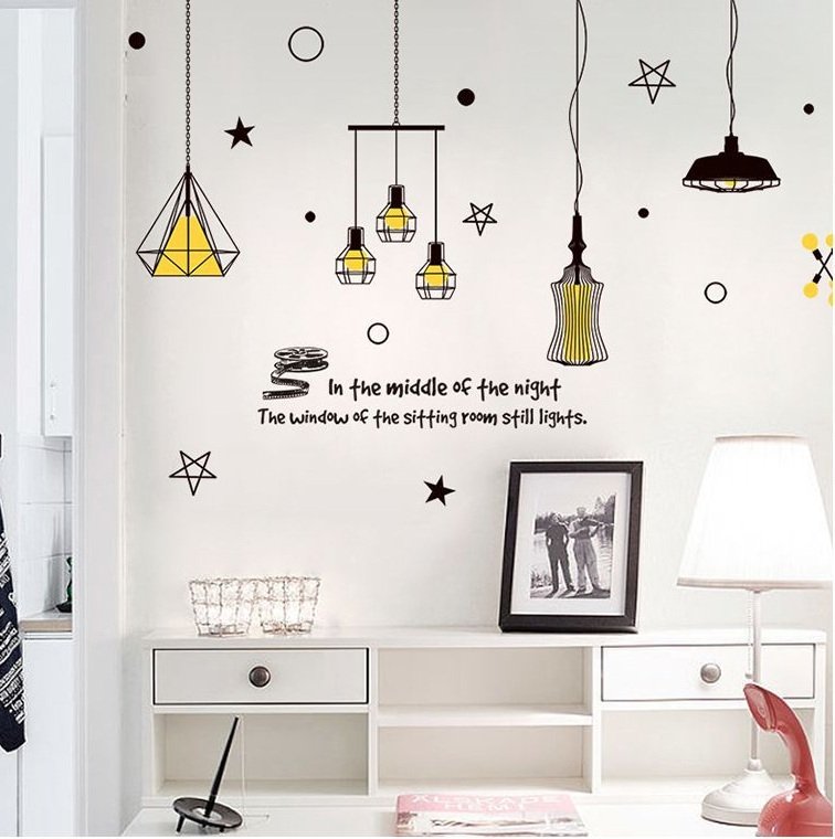 Decal chùm đèn sao vàng 2